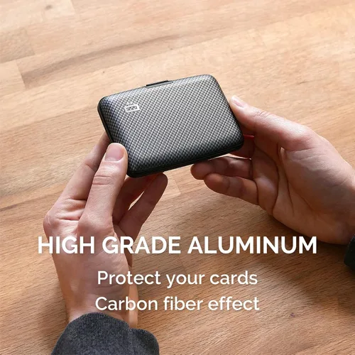 Miniatura 28 de ÖGON -DESIGNS- Portatarjetas de aluminio, protección RFID contra fraude y desmagnetización, billetera compacta, funda inteligente modelo STOCKHOLM V1