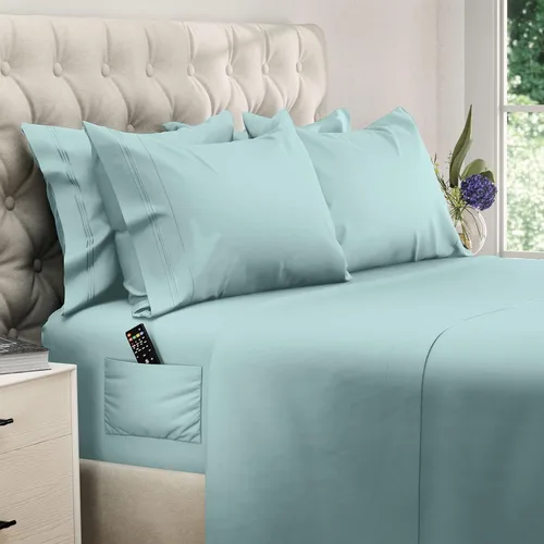 Miniatura 17 de DREAMCARE Juego de sábanas California King, 6 piezas, sábanas refrescantes para cama, sábanas Cal King de hasta 21 pulgadas de profundidad, 02