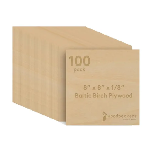 Miniatura 25 de Woodpeckers - Madera contrachapada de abedul báltico, 0.118 in, 1/8 x 5 x 7 pulgadas, paquete de 12 hojas de abedul báltico de grado B/BB, perfectas