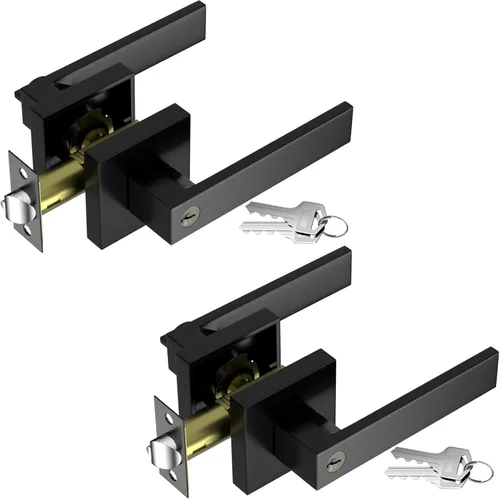 Miniatura 21 de Manijas de Puerta para Interiores, Pomos de Puerta Interiores, Manija de Puerta Negra con Palanca Reversible, Juegos de Cerraduras de Puerta