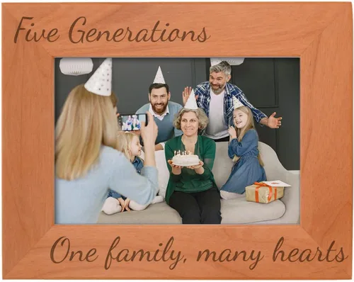 Miniatura 11 de Gifts For All By Rachel Olevia Five Generations One Family Many Hearts - Marco de fotos de madera natural grabado de 4 x 6 pulgadas, diseño