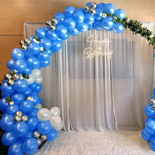 Miniatura 7 de Paquete de 120 globos de color azul perla, globos brillantes de látex azul real de 12 pulgadas para cumpleaños, bodas, baby shower, Halloween.