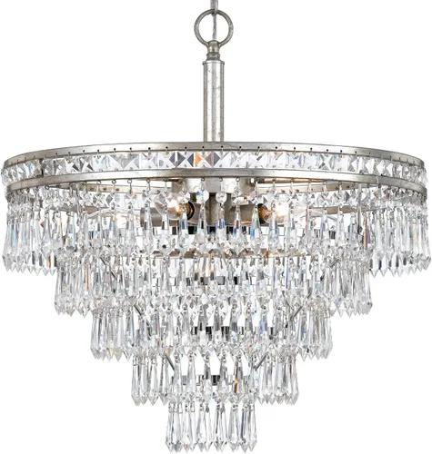 Miniatura 2 de Mercer - Candelabro convertible de cristal plateado con 7 luces, corte a mano, lámpara de techo - Candelabros para pasillo, sala de estar