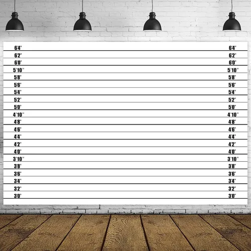 Mugshot - Cartel de altura de la alineación de policía, medidas precisas, decoración temática para niñas, despedida de soltera, fiesta de