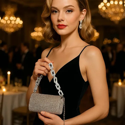 Miniatura 2 de Bolso de hombro para mujer, bolso cruzado de noche para mujer, fiesta, boda, compras, viajes, cartera Negro