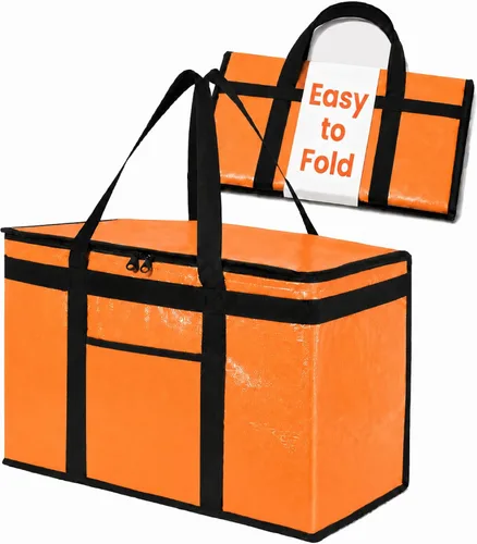 Miniatura 38 de NZ home Durable 3XL PRO Bolsa Térmica Aislada y Calentador de Alimentos para Entrega y Compras de Comestibles con Cremallera Superior, Azul Grado