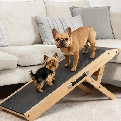 Rampa para perros para sofá – Antideslizante, construcción resistente, rampa para perros plegable – Soporta hasta 200 libras – Ajustable de 7'' a