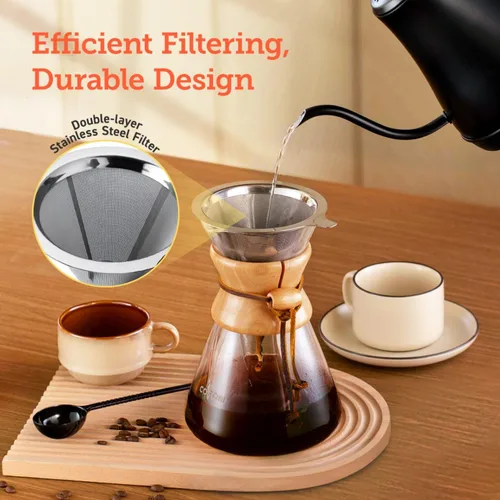 Miniatura 2 de COSORI Cafetera de Vertido con Filtro de Acero Inoxidable de Doble Capa, 8 Tazas, 34oz, Cafetera de Goteo, Preparador de Café por Goteo, Jarra