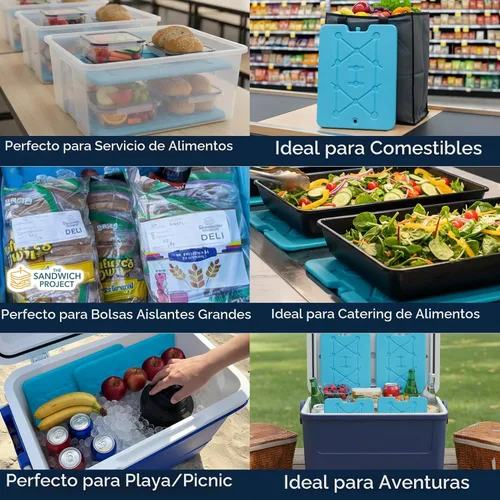 Miniatura 5 de Kona - Paquetes refrigerantes, no requieren hielo, reutilizables, de larga duración (-5C), grandes y delgados, se congelan en 25 minutos.