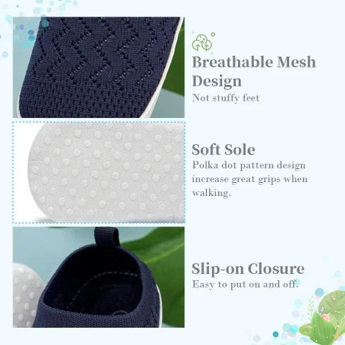 Miniatura 6 de Meckior - Zapatos para recién nacidos, tipo mocasines de lona con suela suave para recién nacidos, bebés, niños y niñas que estén dando sus primeros