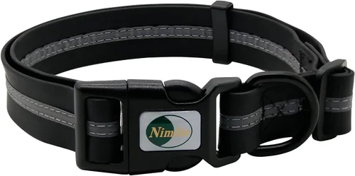 Miniatura 13 de NIMBLE Collar de perro impermeable para mascotas, ajustable, reflectante, duradero, flexible, de nailon con revestimiento de poliéster, collares