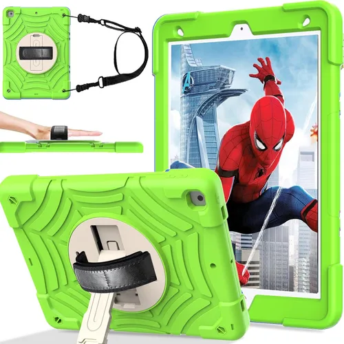 Miniatura 9 de BMOUO Funda para iPad de 9ª/8ª/7ª generación -10.2 pulgadas 2021/2020/2019 con protector de pantalla, soporte giratorio de 360º correa de mano