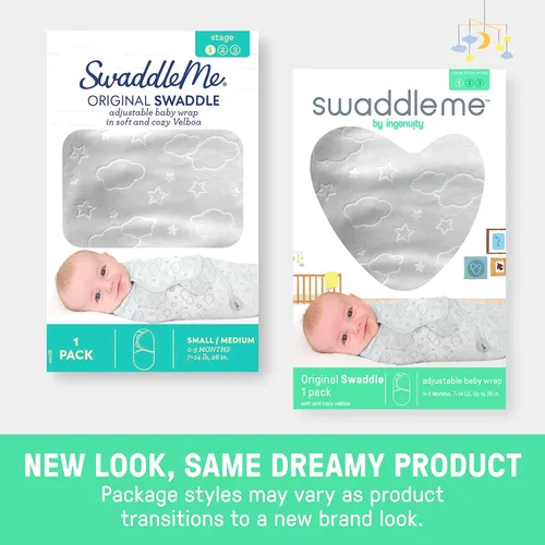 Miniatura 10 de SwaddleMe by Ingenuity Original Swaddle, 100% algodón, mejora el sueño y calma el reflejo de sobresalto, 0-3 meses, paquete de 3 - Dino Time