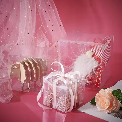 Miniatura 6 de BENECREAT Paquete de 10 cajas grandes de plástico transparente de 4.7 x 4.7 x 4.7 pulgadas para regalos de fiesta de San Valentín y dulces de fiesta