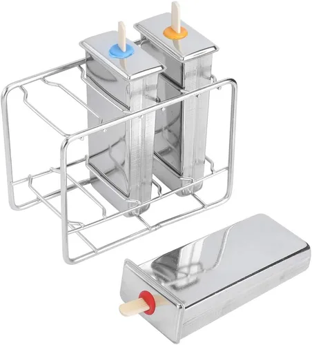 Miniatura 9 de 3 moldes de paletas de acero inoxidable, máquina de paletas de hielo con soporte de acero inoxidable, 55 varillas, 10 bolsas de almacenamiento, kit