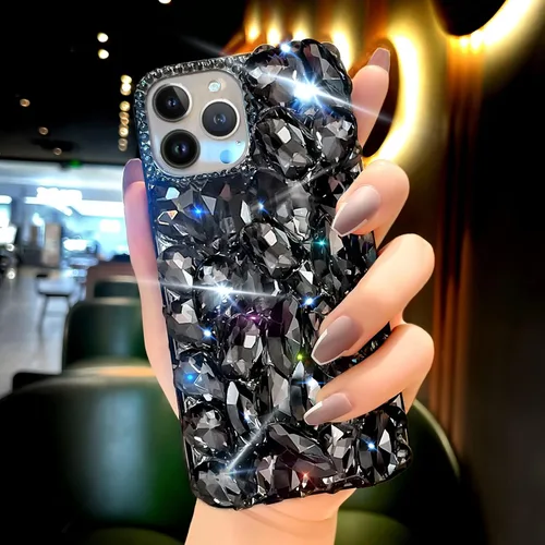 Miniatura 8 de Funda para iPhone 13 Pro para mujer (6.1 pulgadas), funda de lujo muy brillante con purpurina 3D con diamantes de imitación de cristal brillante