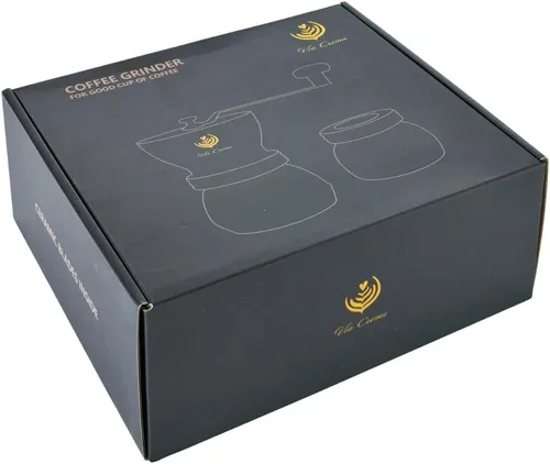 Miniatura 5 de VIA CREMA Molinillo de café manual con rebabas de cerámica y recipiente de vidrio para granos de espresso