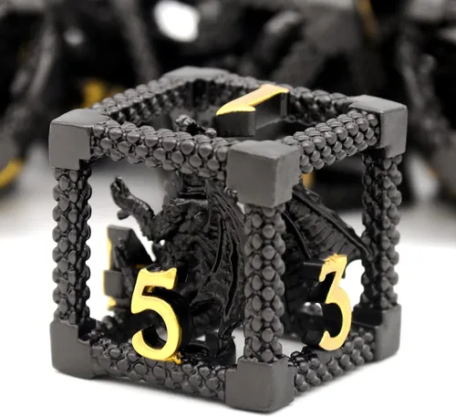 Miniatura 23 de D&D Dice, Dungeons and Dragons Dice HNCCESG Juego de dados de metal poliédricos huecos para juegos de mesa RPG MTG (Dragon Silver Blood Spot)