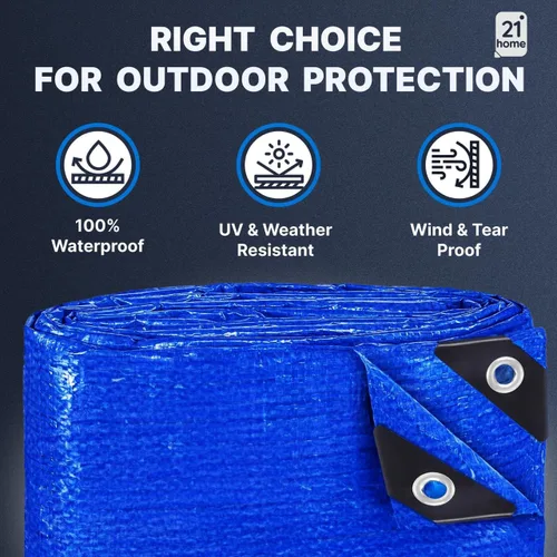 Miniatura 2 de Lona de polietileno azul resistente de 8 x 10 pies, resistente a los rayos UV, impermeable, resistente a la intemperie, lona multiusos