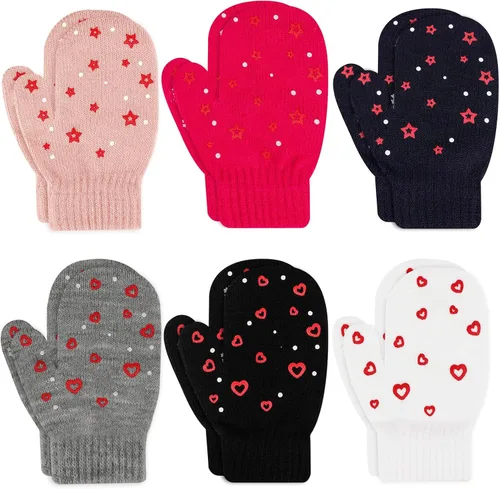 Miniatura 9 de ONESING 5 pares de manoplas para niños pequeños guantes de invierno negros para niñas y niños - Manoplas cálidas para recién nacidos