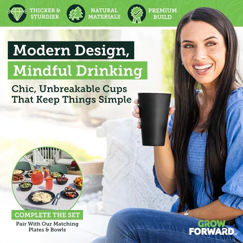 Miniatura 5 de Grow Forward Vasos de Paja de Trigo Premium – Vasos de Plástico Duro Irrompibles sin BPA de 20 oz – Vasos de Plástico Ligeros Reutilizables
