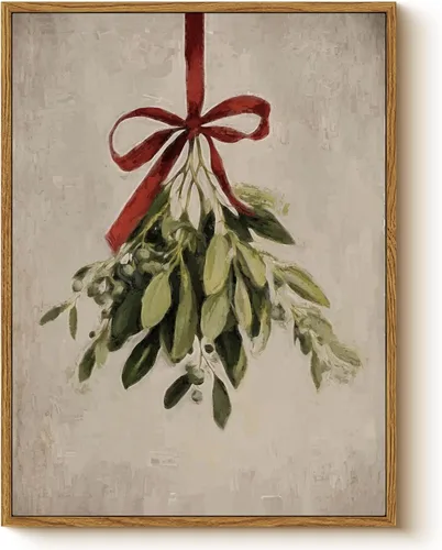 Miniatura 12 de Arte de pared con trineo, árbol navideño y cajas de regalo, 12 x 16 pulgadas, lienzo enmarcado de Navidad, cuadro rústico festivo, obra de arte
