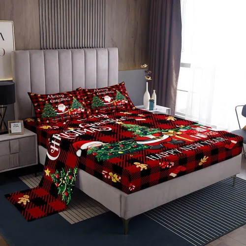 Miniatura 17 de Erosebridal Juego de sábanas de Navidad tamaño individual, juego de sábanas de renos y ciervos de dibujos animados para niños, adolescentes