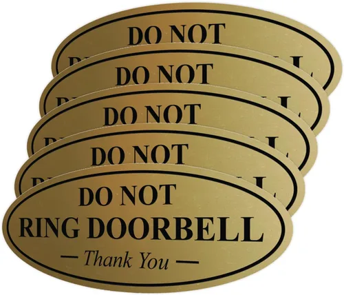 Miniatura 23 de All Quality Cartel de agradecimiento ovalado con texto en inglés «Do not Ring DOORBELL», color negro, pequeño, 1 paquete