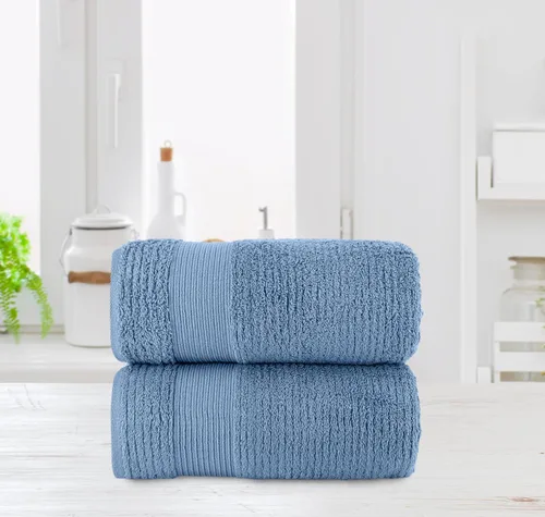 Chic Home Lujosas toallas de baño de 2 piezas de 100% algodón turco puro, 34 x 68 pulgadas, ultra suaves, altamente absorbentes, diseño de tejido