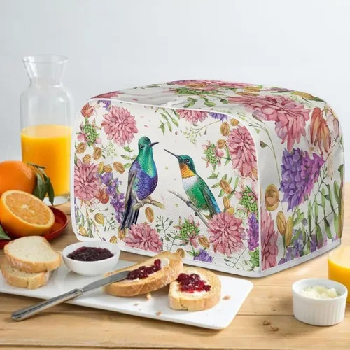 Miniatura 5 de Funda para tostadora de flores de colibrí de 2 rebanadas, cubierta acolchada para tostadora de dos rebanadas, cubierta a prueba de polvo para cocina