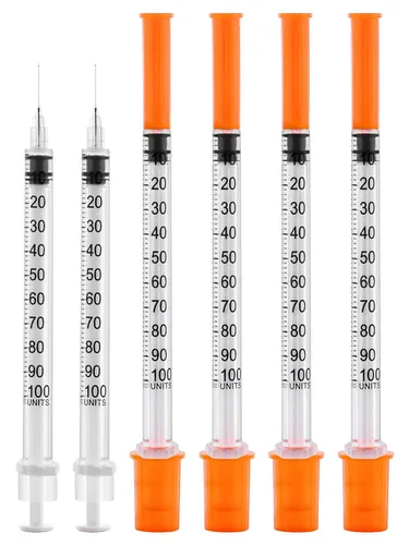 Miniatura 7 de Jeringa de 1 ml con tapa 31G de 1/4 pulgada 6 mm, paquete de 100, jeringas desechables de 1 cc 31 calibre en paquete individual
