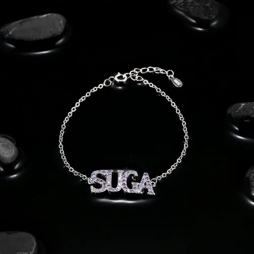 Miniatura 3 de YANENG KPOP Bangtan Boys Bracelets Charms Jewelry White Gold Plated Cubic Zirconia Bracelet for bts Army Fans Gifts