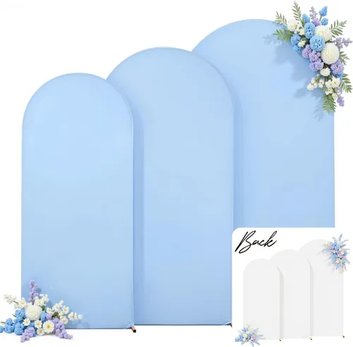 Miniatura 27 de Juego de 3 fundas elásticas para arco de arco iris de 6, 5, 4 pies, para arco de boda, juego de 3 fundas de elastano ajustadas, de tela azul