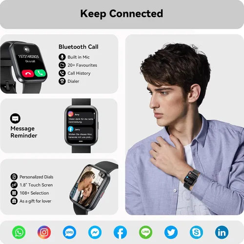 Miniatura 2 de ENOMIR Reloj inteligente para mujeres y hombres con llamada Bluetooth, Alexa integrado, oxígeno en sangre 247, frecuencia cardíaca, sueño