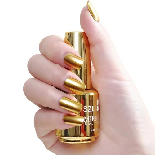 Miniatura 20 de KYDA Esmalte de uñas de espejo plateado de 0.6 fl oz, esmalte de espejo brillante brillante para arte de uñas, arte de uñas de efecto metálico