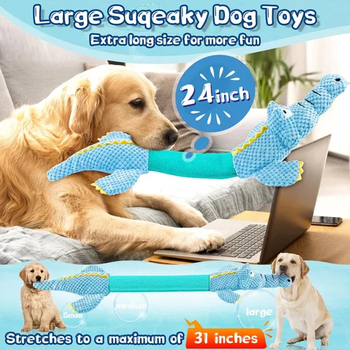 Miniatura 2 de WOWBALA Juguetes interactivos de tira y afloja para perros de razas pequeñas a grandes, juguetes chirriantes de peluche para cachorros con papel