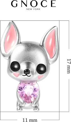 Miniatura 6 de GNOCE Abalorio de plata de ley con diseño de búho chihuahua, corazón de búho, pulsera o collar para mujeres, niñas, esposa e hija