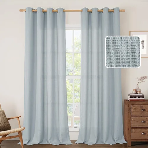 Miniatura 105 de LAMIT Cortinas de lino sintético para dormitorio, paneles filtrantes de luz, cortinas de lino con protección de privacidad con ojales para ventanas