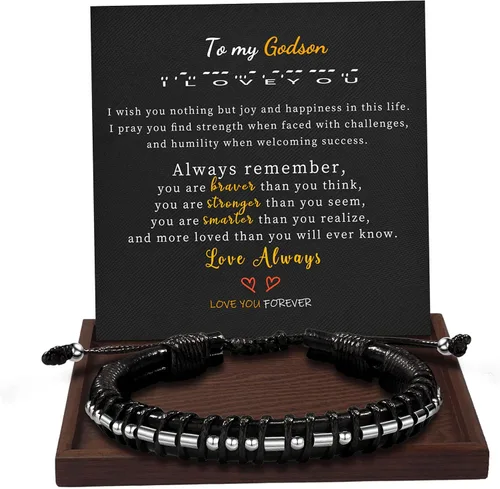 Miniatura 17 de Regalos inspiradores para hombres, pulseras con código morse, pulseras para hombre, regalos de graduación para él, Día del Padre, pulsera de cuero