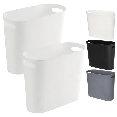 Miniatura 10 de Paquete de 2 cestas de basura delgadas de 3.2 galones/12 litros, contenedor de basura estrecho con asas, cubo de basura pequeño y estrecho para Gris