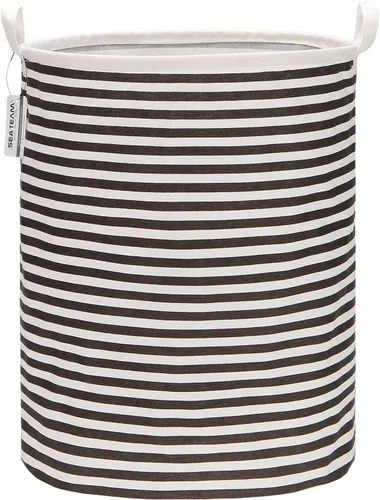 Miniatura 10 de Sea Team. - Cesta grande de 19.7 pulgadas, con recubrimiento impermeable, textil de algodón ramio, plegable, cesta para lavandería, cesta cilíndrica