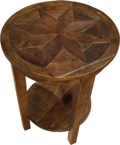 Miniatura 9 de Alaterre Furniture Revive - Mesa auxiliar redonda de 20 pulgadas con estante inferior para almacenamiento y personajes de madera únicos, muebles