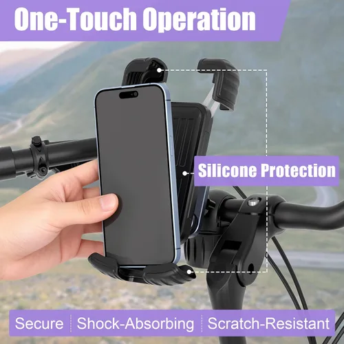 Miniatura 2 de TXV Soporte para Teléfono de Motocicleta - Amortiguador de Vibración Mejorado - Soporte de Teléfono para Bicicleta Giratorio 360°, Clip de Teléfono