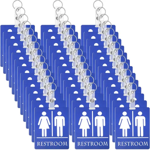 Miniatura 8 de Gersoniel 2 llaveros unisex para pase de baño, para aula, baño, pasillo, llave, con anillo para mujeres, hombres, negocios, restaurante, inodoro