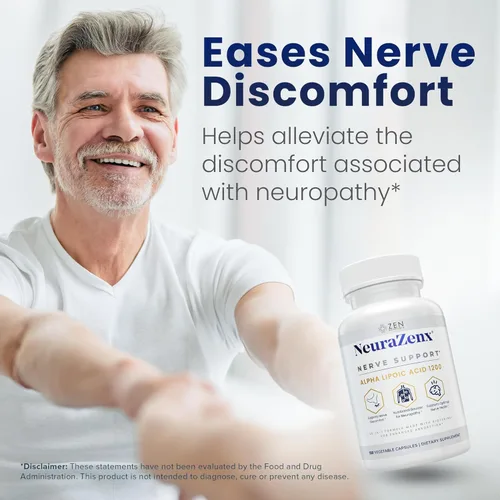 Miniatura 4 de Zen Nutrients NeuraZenX Suplemento de Apoyo Nervioso y Apoyo para Neuropatía Periférica con 1200mg de Ácido Alfa Lipoico (ALA), Benfotiamina