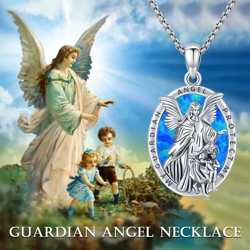Miniatura 6 de Collar con colgante de San MiguelSan CristóperSan SebastiánGuadalupeÁngel de la GuardaSanta MuerteJudeJoseph para hombres y mujeres, plata de ley