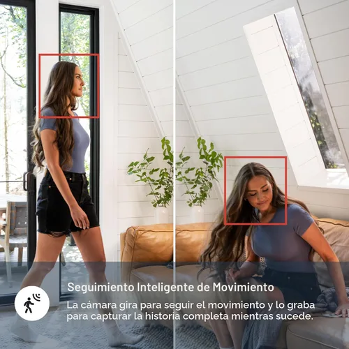 Miniatura 6 de Luna - Cámaras de seguridad inalámbricas para exteriores e interiores, inclinación panorámica de 360°, visión nocturna a color, bombilla LED y foco