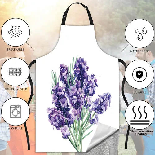 Miniatura 4 de Delantal de ramo de lavanda, regalos para mujeres, delantal con cuello ajustable, impermeable, para mujeres y hombres, regalos para el hogar