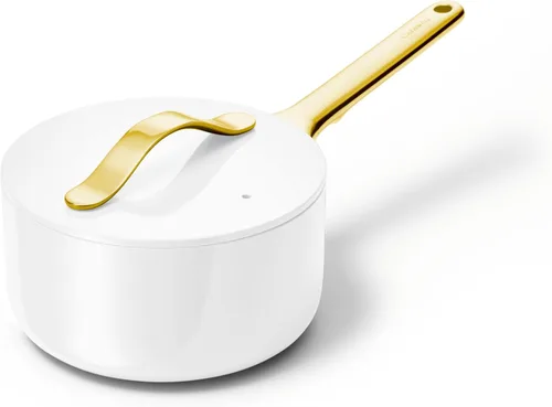 Miniatura 26 de Caraway Sartén antiadherente de cerámica con tapa (3 cuartos de galón), no tóxico, sin PTFE ni PFOA, apto para horno y compatible con todas