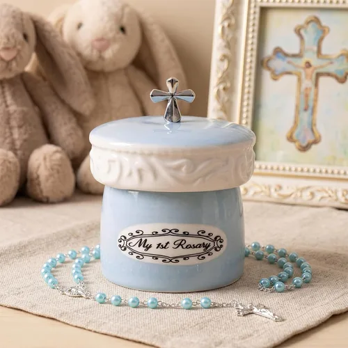 Miniatura 3 de Grandeco My First Rosary Cross for Boy - Caja de recuerdo y rosario, juego de regalo, color azul